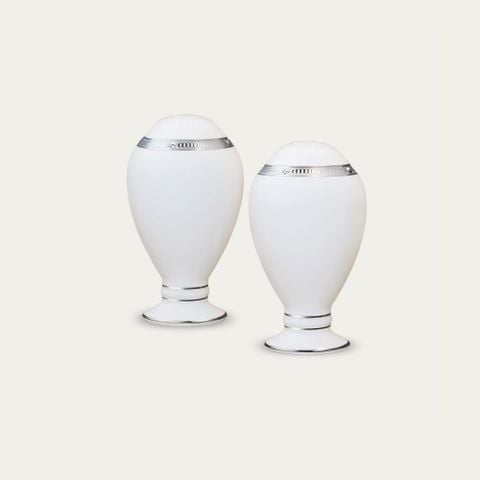  Bộ lọ đựng tiêu (2 lỗ) và muối (4 lỗ) cao 9,7cm sứ xương | Rochelle Platinum 4795L - 507710A 