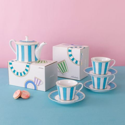  Chén trà (tách trà) 250ml (xanh dương pastel) kèm đĩa lót sứ trắng | CRNIVL Light Blue M-253L - T002B 