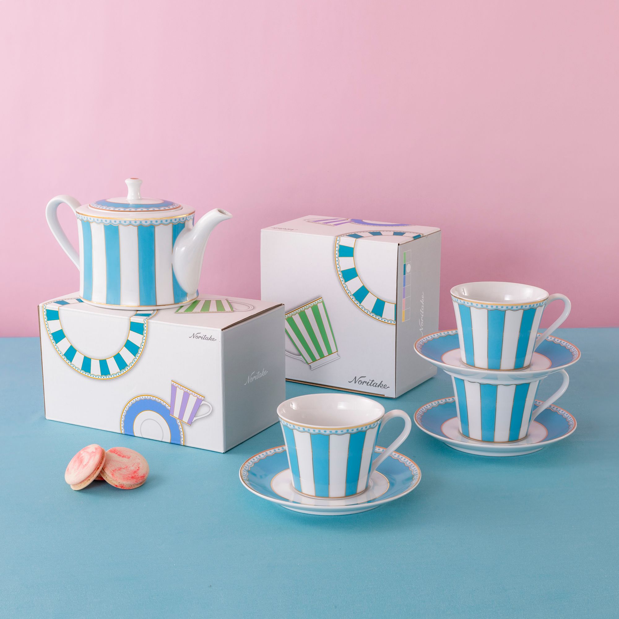  Chén trà (tách trà) 250ml (xanh dương pastel) kèm đĩa lót sứ trắng | CRNIVL Light Blue M-253L - T002B 