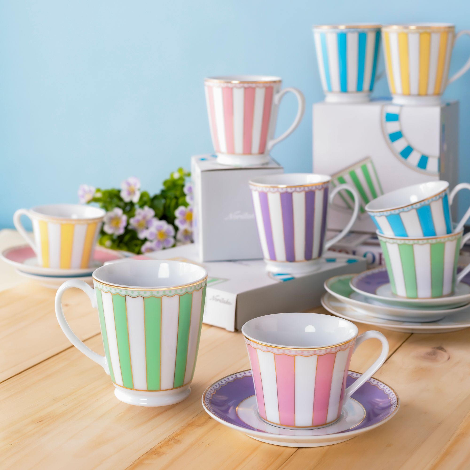  Cốc (ly) uống nước, cà phê 370ml (tím lavender) sứ trắng | CRNIVL Lavender M-248L - Q001A 