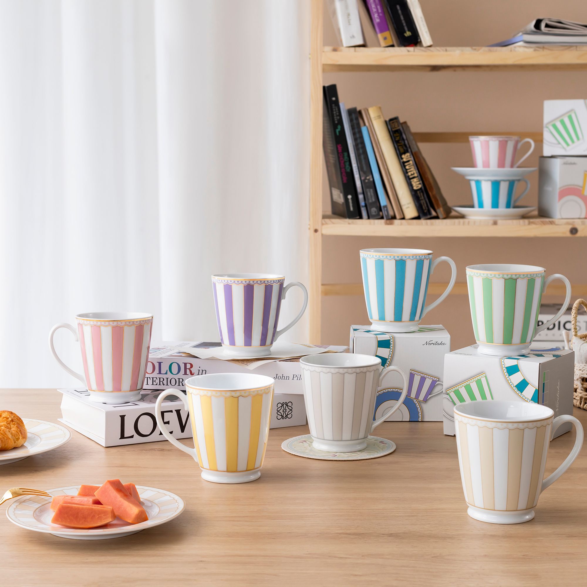  Cốc (ly) uống nước, cà phê 370ml (tím lavender) sứ trắng | CRNIVL Lavender M-248L - Q001A 