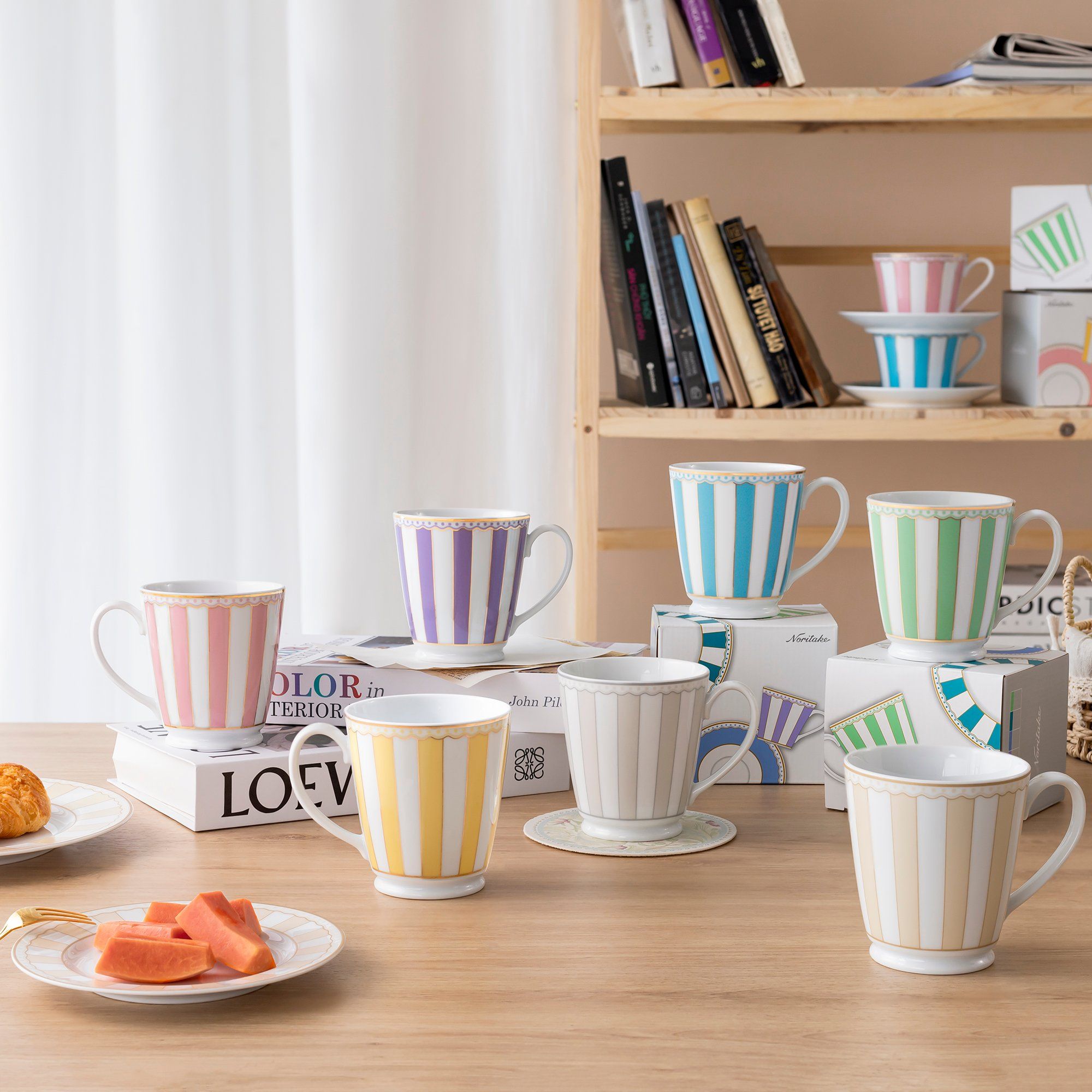  Cốc uống nước, cà phê 370ml (vàng pastel) sứ trắng | CRNIVL Yellow M-250L - Q001A 