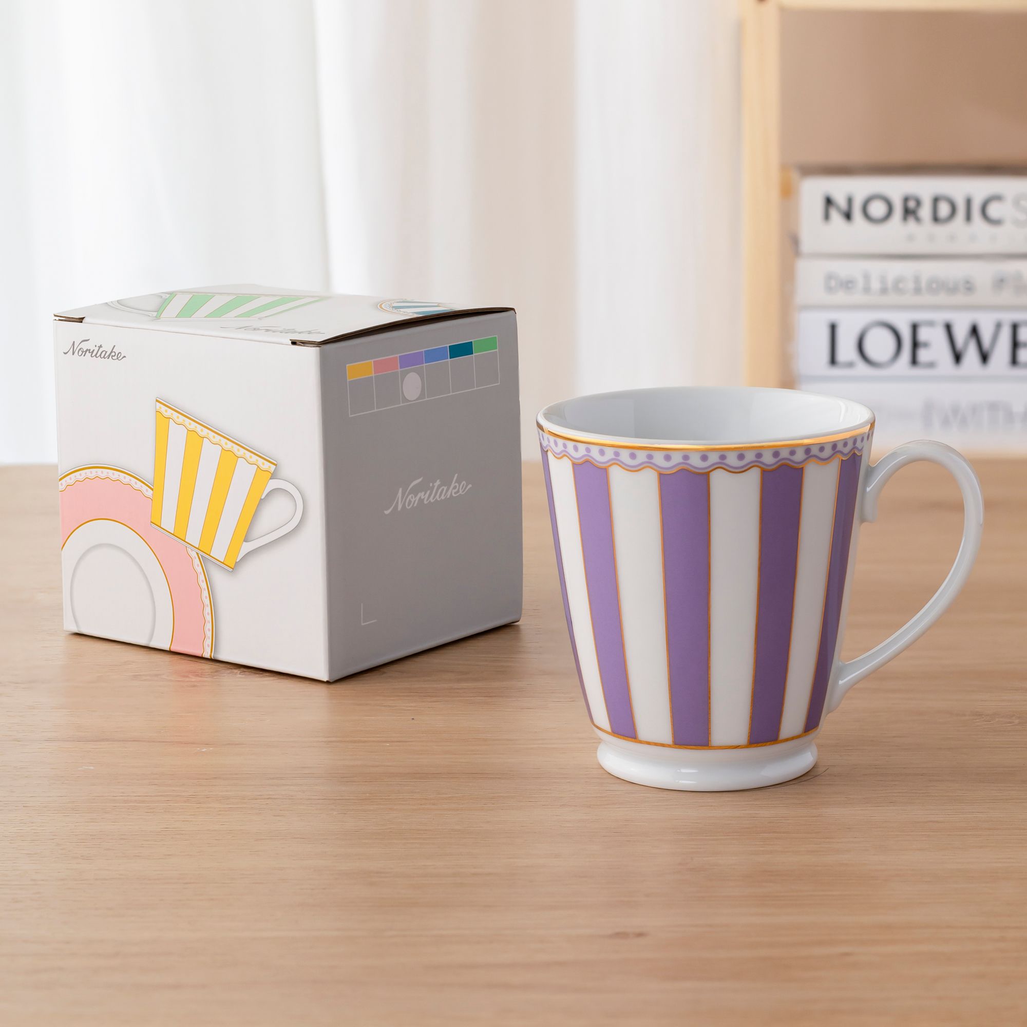  Cốc (ly) uống nước, cà phê 370ml (tím lavender) sứ trắng | CRNIVL Lavender M-248L - Q001A 