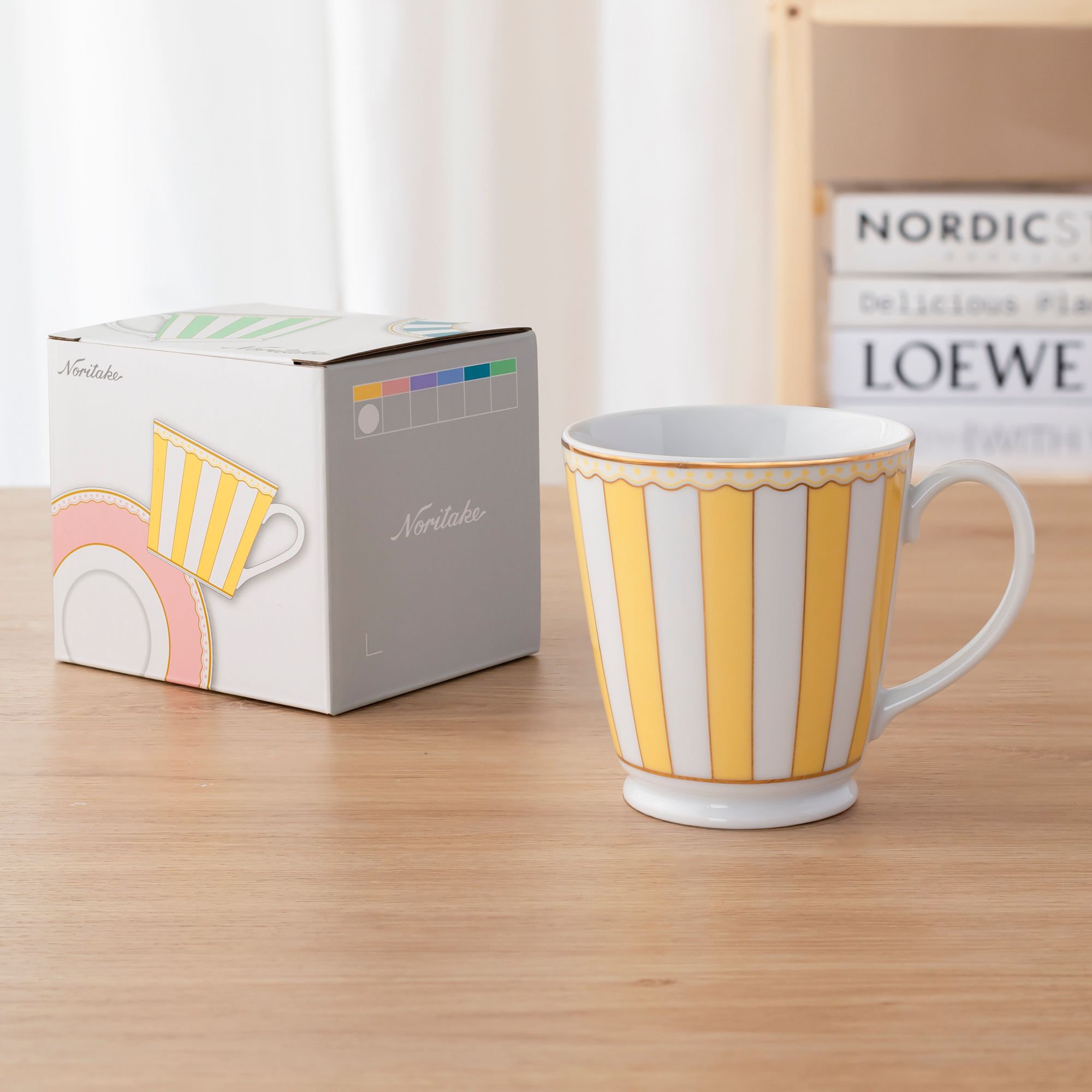  Cốc uống nước, cà phê 370ml (vàng pastel) sứ trắng | CRNIVL Yellow M-250L - Q001A 