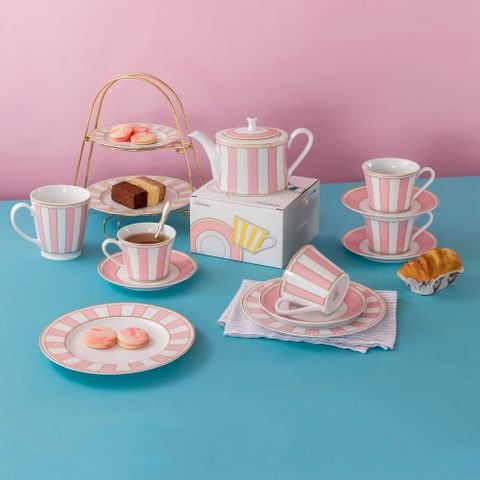  Ấm trà (bình trà) nhỏ dung tích 630ml (hồng pastel) sứ trắng | CRNIVL Pink M-249L - T91133 