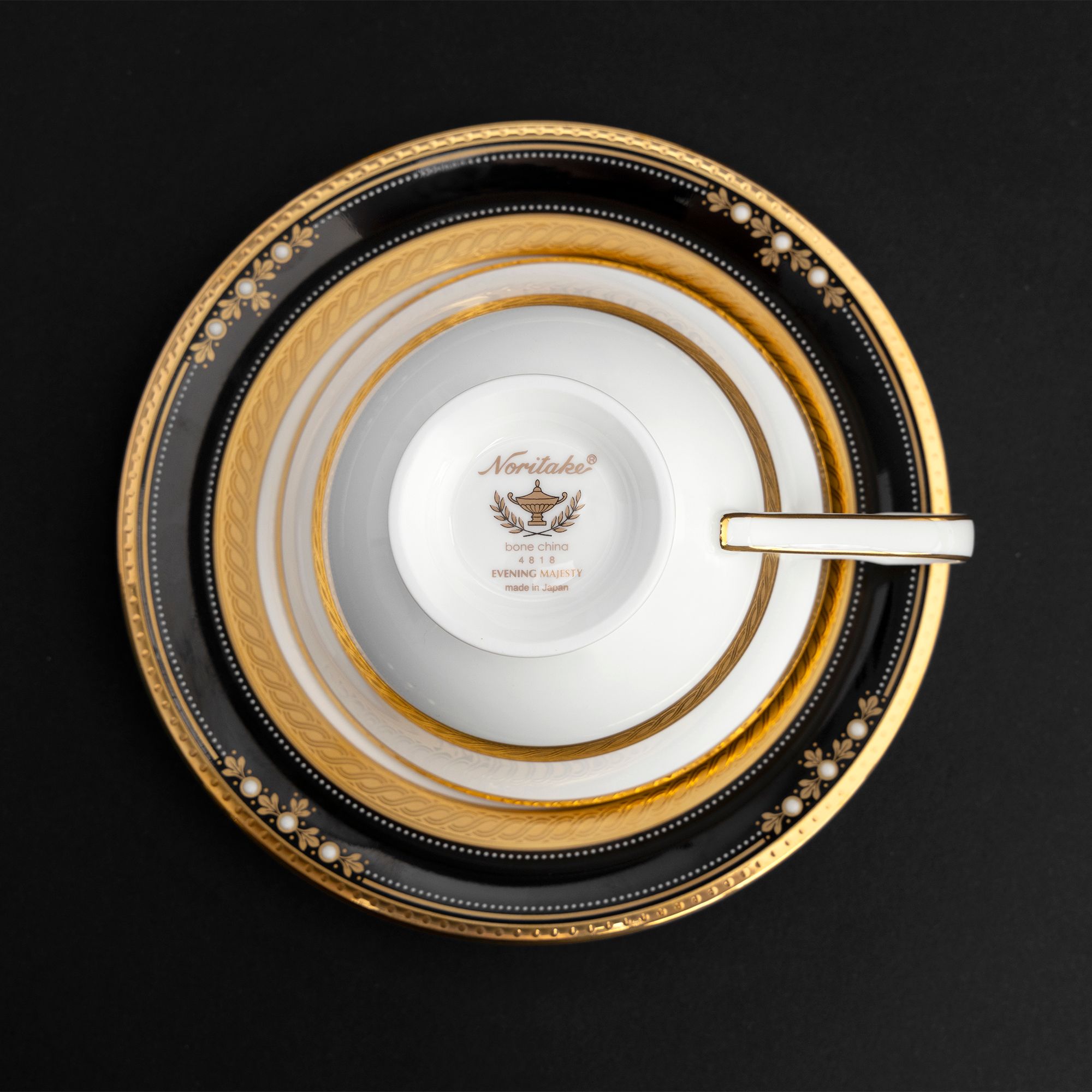  Chén trà (tách trà) dáng loe 220ml kèm đĩa lót | Evening Majesty 4818-1J-T59587 