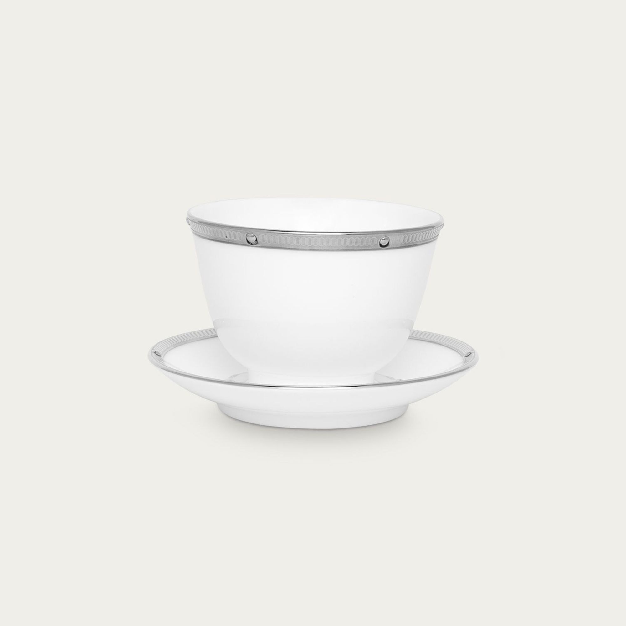  Chén trà (tách trà) châu Á (không quai cầm) 145ml kèm đĩa lót sứ xương | Rochelle Platinum 4795L - T973634 