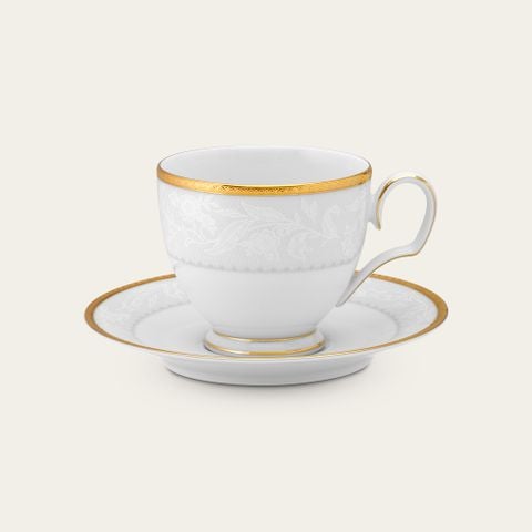  Chén trà (tách trà) dung tích 250ml kèm đĩa lót sứ trắng | Flanders Gold 1714L - T91988 