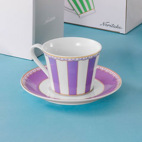  Chén trà (tách trà) 250ml (tím lavender) kèm đĩa lót sứ trắng | CRNIVL Lavender M-248L - T002B 