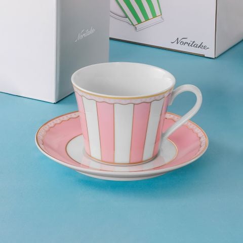  Chén trà (tách trà) 250ml (hồng pastel) kèm đĩa lót sứ trắng | CRNIVL Pink M-249L - T002B 