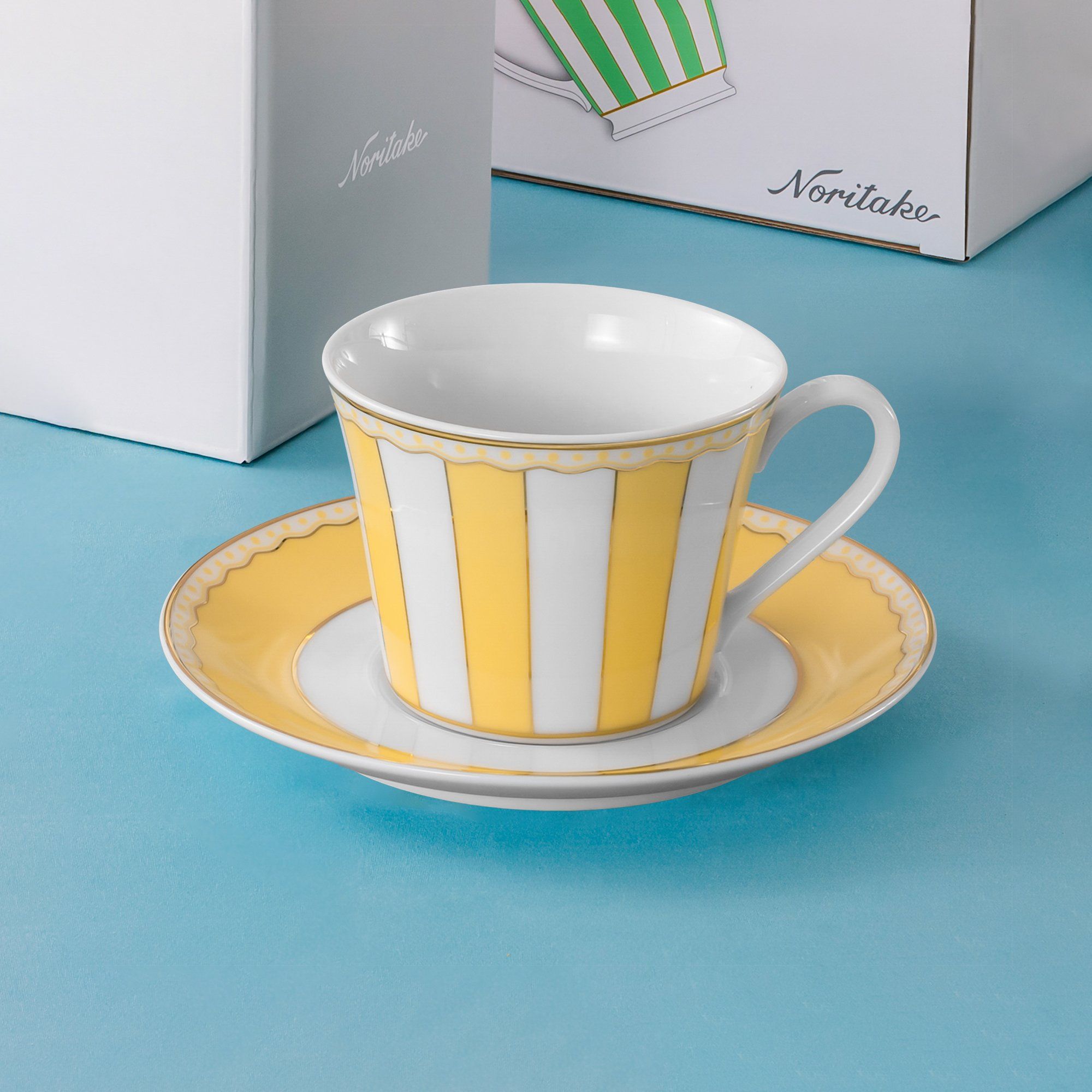  Chén trà (tách trà) 250ml (vàng pastel) kèm đĩa lót sứ trắng | CRNIVL Yellow M-250L - T002B 