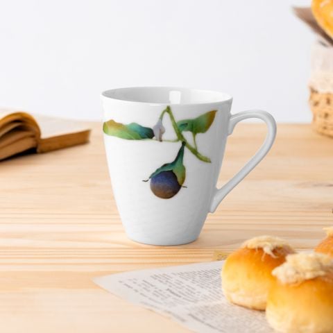  Cốc (ly) uống nước, cà phê 295ml (họa tiết cà tím) sứ trắng | Kyoka Shunsai 1620-5L - 94555C 