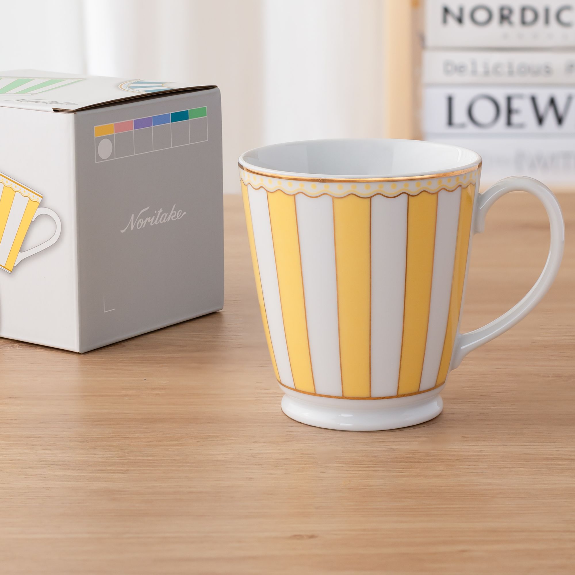  Cốc uống nước, cà phê 370ml (vàng pastel) sứ trắng | CRNIVL Yellow M-250L - Q001A 