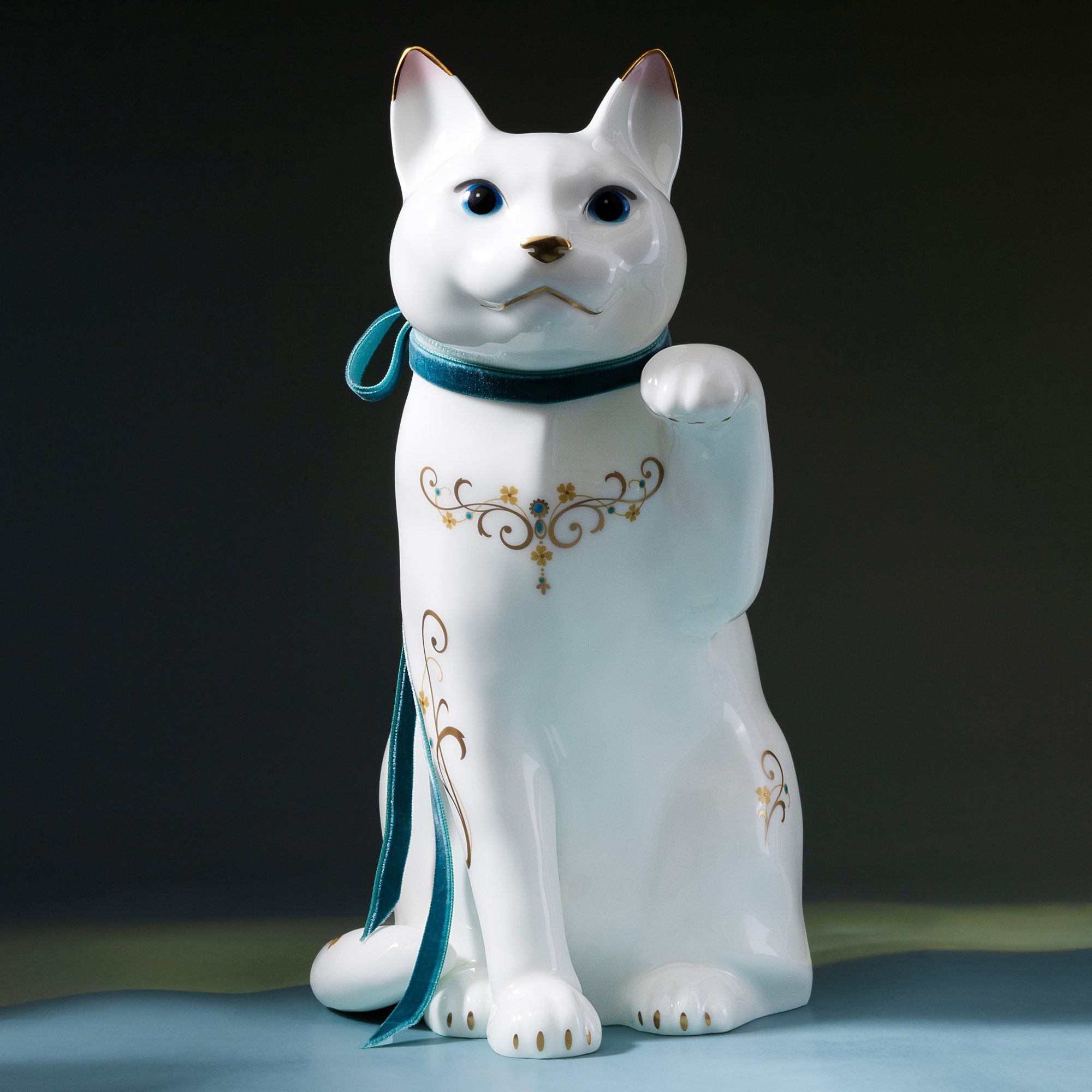  Tượng sứ mèo may mắn cao 26,3cm sứ xương cao cấp Nhật Bản | Fortune Cat AC452 - T54550 