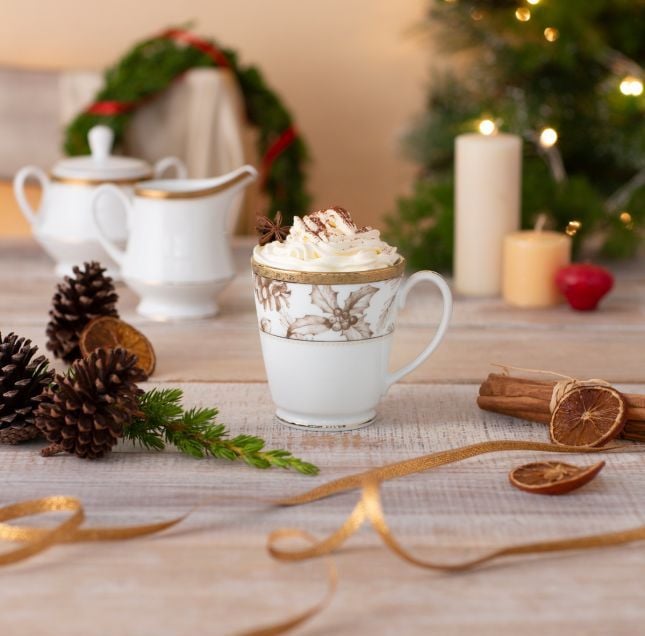  Cốc (ly) uống nước, cà phê 370ml phiên bản Giáng Sinh sứ trắng | Charlotta Holiday 1716-2L - T91058K 