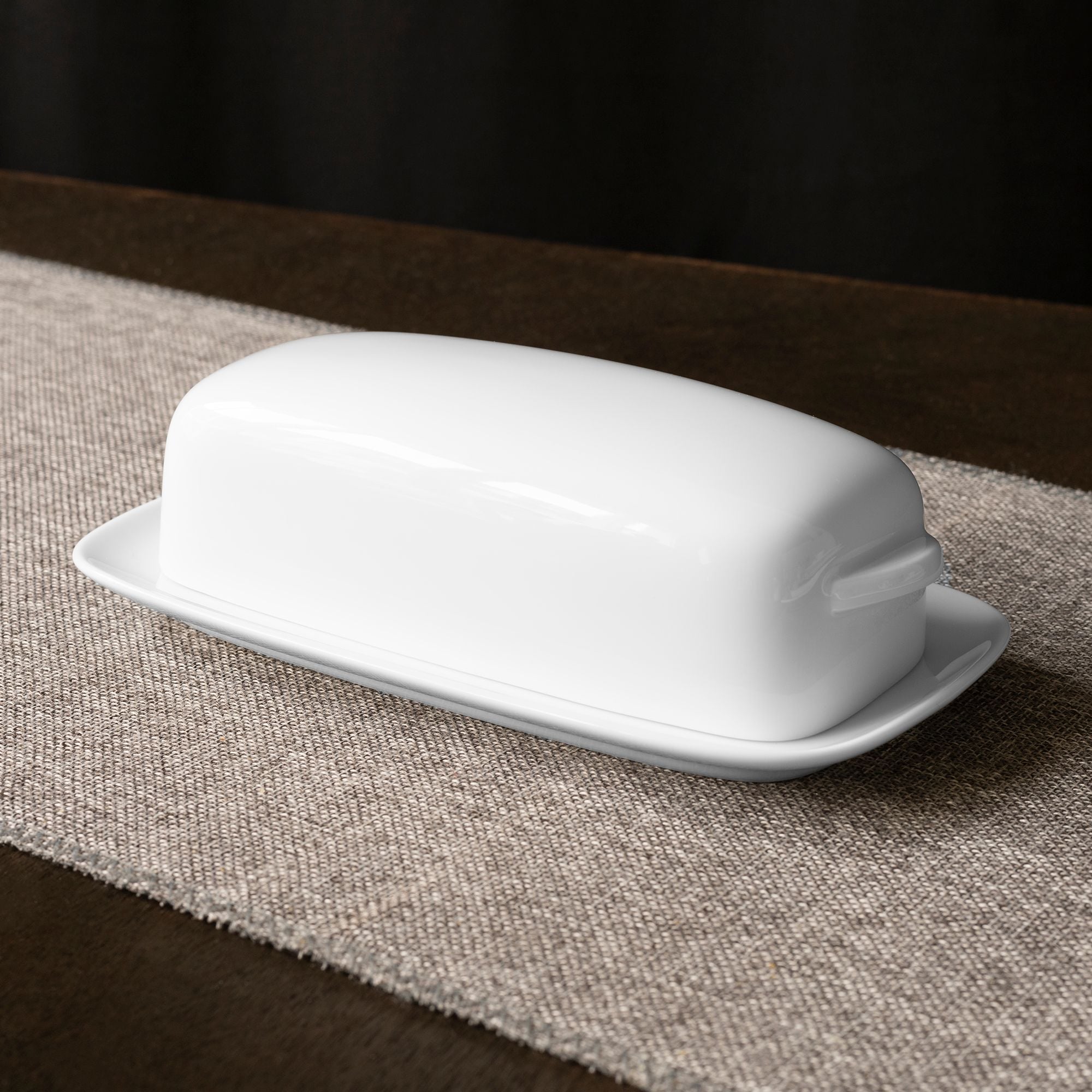  Đĩa đựng bơ (butter) hình chữ nhật dài 20cm kèm nắp đậy sứ trắng | Art Stage 3-336L - T91951 