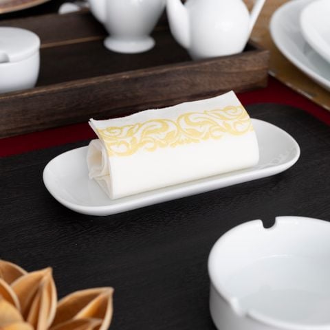  Khay chữ nhật bo góc dài 17,7cm đựng khăn ướt sứ trắng | Art Stage 4257L - 91877 