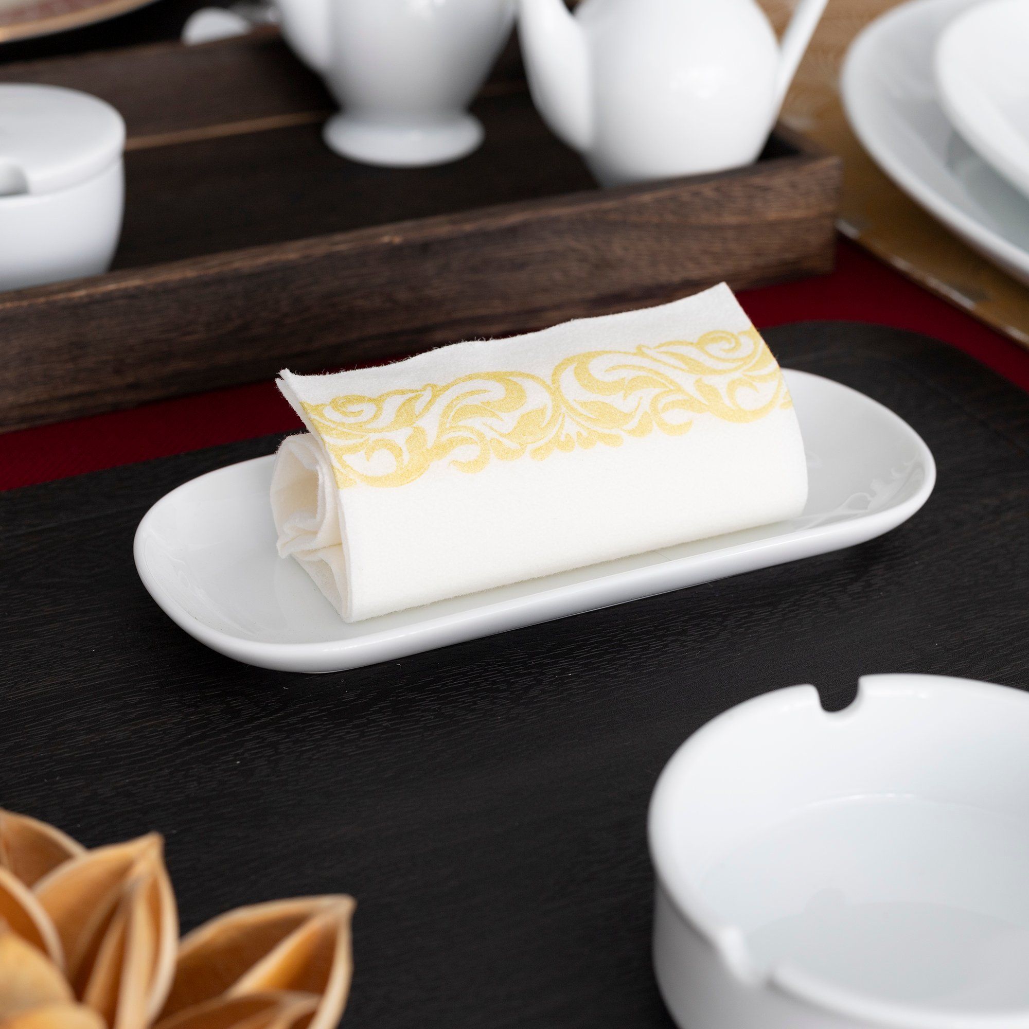  Khay chữ nhật bo góc dài 17,7cm đựng khăn ướt sứ trắng | Art Stage 4257L - 91877 