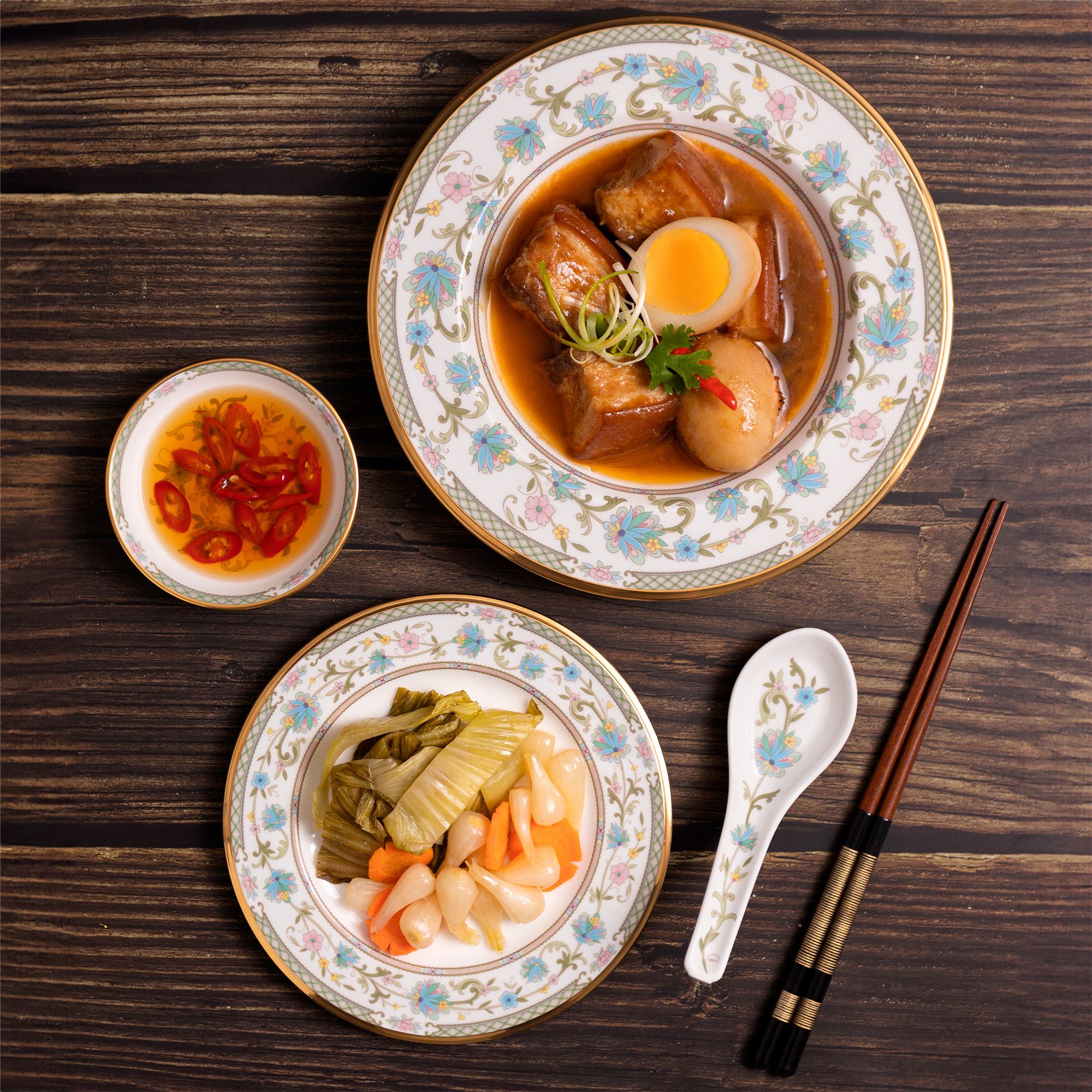  Bộ bát đĩa ăn châu Á đầy đủ 38 món (cho 6 người) sứ xương Nhật Bản | Yoshino 9983J - D038AA 
