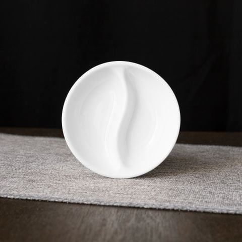  Đĩa tròn 8,9cm chia ngăn đựng nước chấm, gia vị sứ trắng | Art Stage 4257L - 91851 