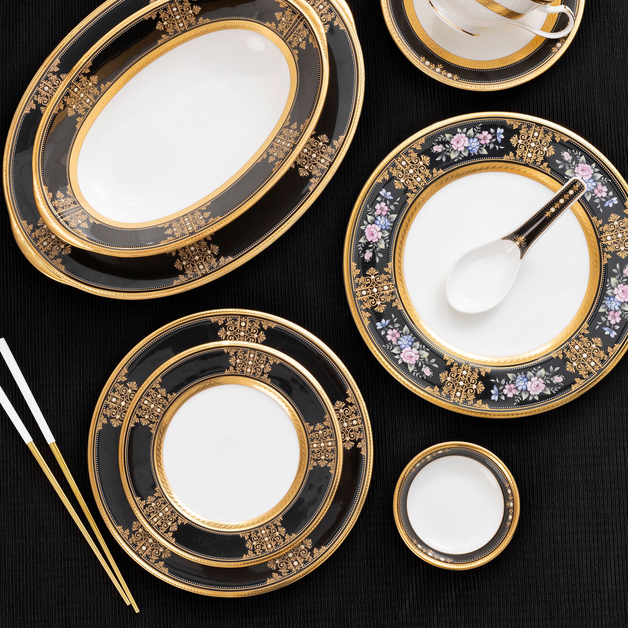  Đĩa tròn cỡ vừa đường kính 21,8cm sứ xương Nhật Bản | Evening Majesty 4818J - 59511 