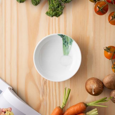  Đĩa tròn 9,8cm (họa tiết củ cải trắng) đựng nước chấm, gia vị sứ trắng | Kyoka Shunsai 1620-7L - 91419 