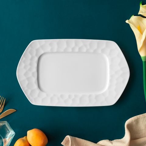  Đĩa hình lục giác (Hexagon) lòng chữ nhật dài 33,1cm sứ xương | Conjunto 4943L - 93980 