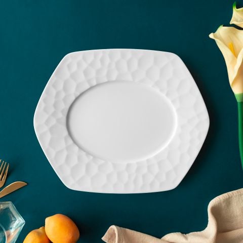  Đĩa hình lục giác (Hexagon) lòng oval dài 30cm sứ xương | Conjunto 4943L - 93981 