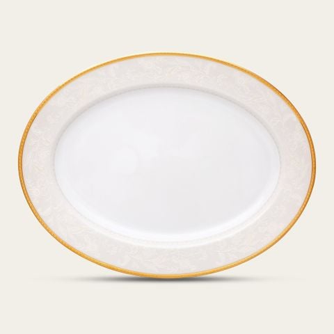  Đĩa Oval cỡ nhỏ (SM) dài 29,4cm sứ trắng | Flanders Gold 1714L - 91345 