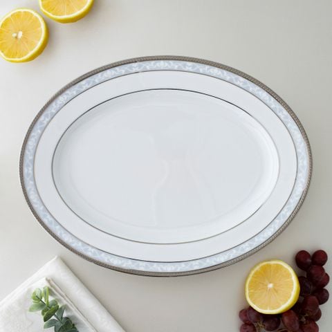  Đĩa Oval cỡ nhỏ (SM) dài 29,4cm sứ trắng | Hampshire Platinum 4336L - 91345 