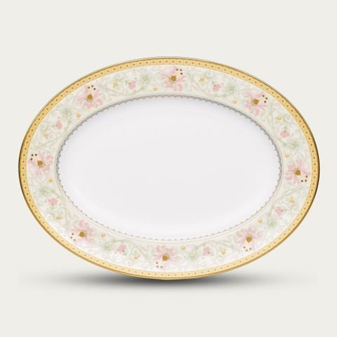  Đĩa Oval cỡ nhỏ (SM) dài 31,2cm sứ xương | Blooming Splendor 4892L - 97245 