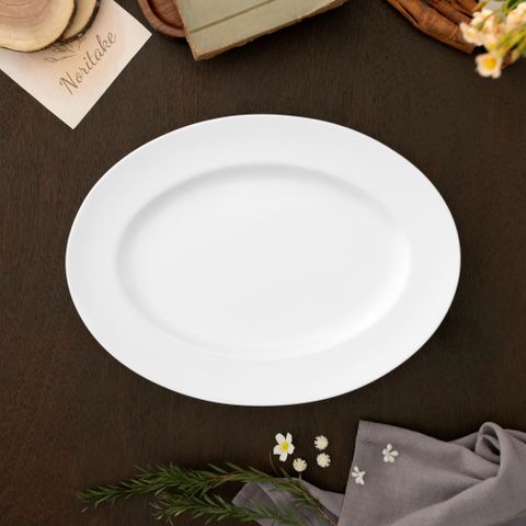  Đĩa Oval cỡ nhỏ (SM) dài 31,2cm sứ xương | Plain White 4833L - 97245 