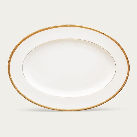  Đĩa Oval cỡ nhỏ (SM) dài 31,2cm sứ xương | Rochelle Gold 4796L - 97245 