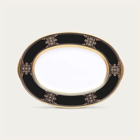 Đĩa Oval cỡ nhỏ (SM) dài 32cm sứ xương Nhật Bản | Evening Majesty 4818J - 59545 