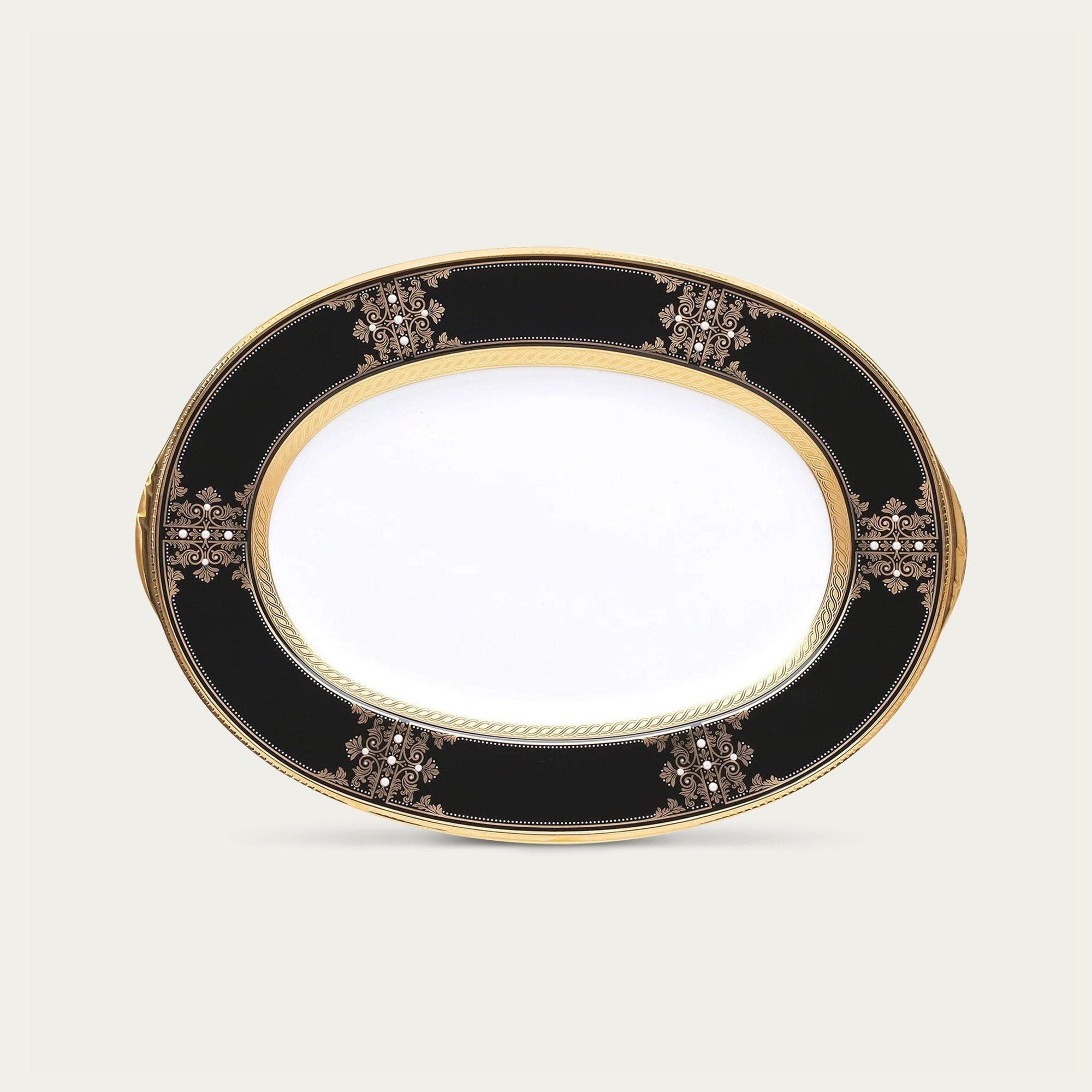  Đĩa Oval cỡ nhỏ (SM) dài 32cm sứ xương Nhật Bản | Evening Majesty 4818J - 59545 