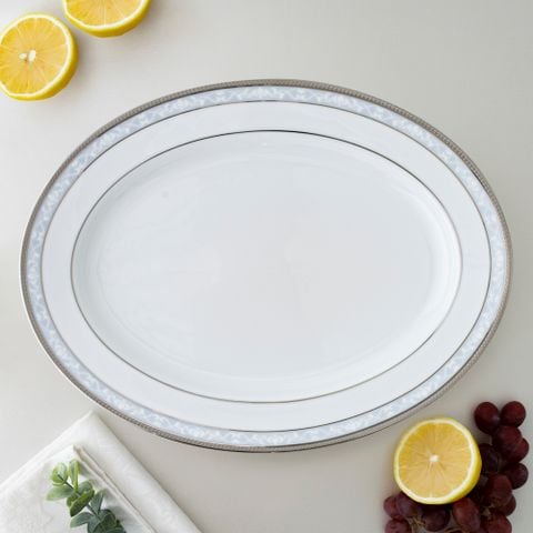  Đĩa Oval cỡ vừa (MD) dài 34,5cm sứ trắng | Hampshire Platinum 4336L - 91344 