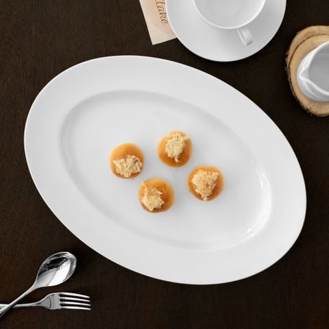  Đĩa Oval cỡ vừa (MD) dài 36,8cm sứ xương | Plain White 4833L - 97244 