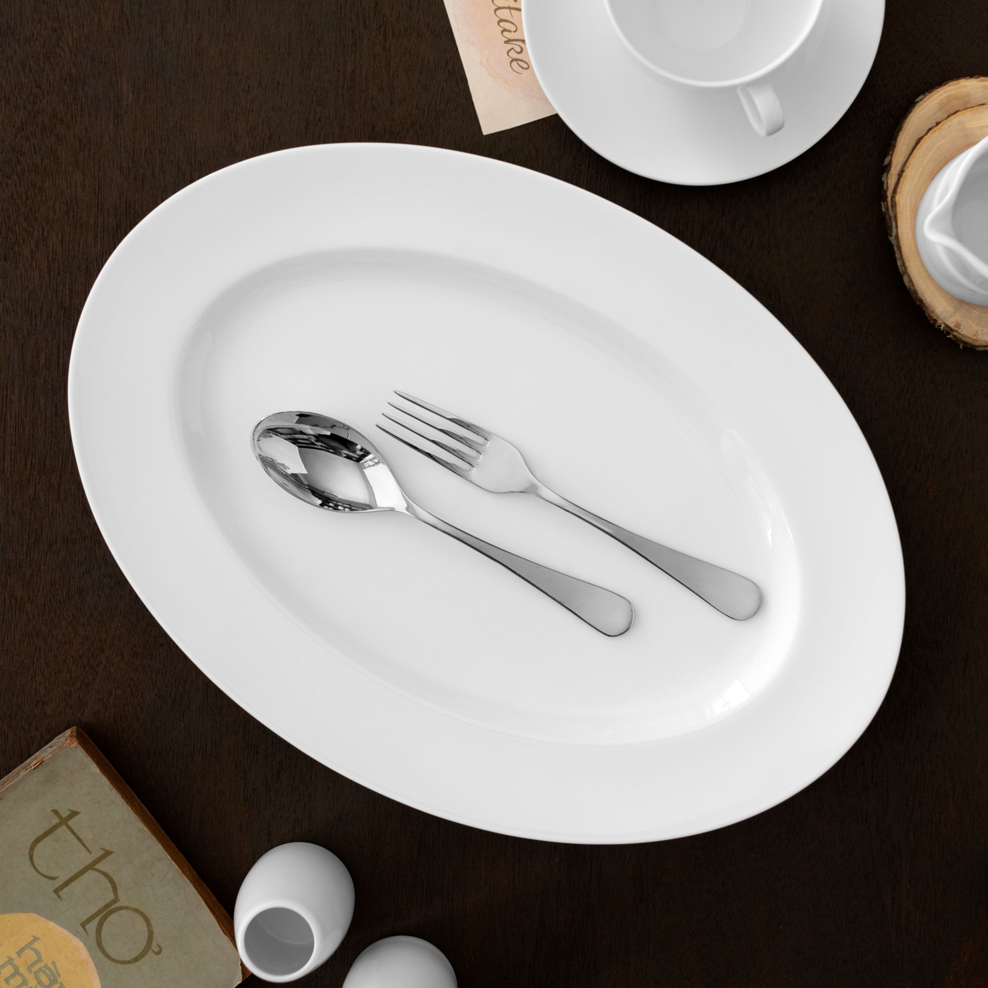  Đĩa Oval cỡ vừa (MD) dài 36,8cm sứ xương | Plain White 4833L - 97244 