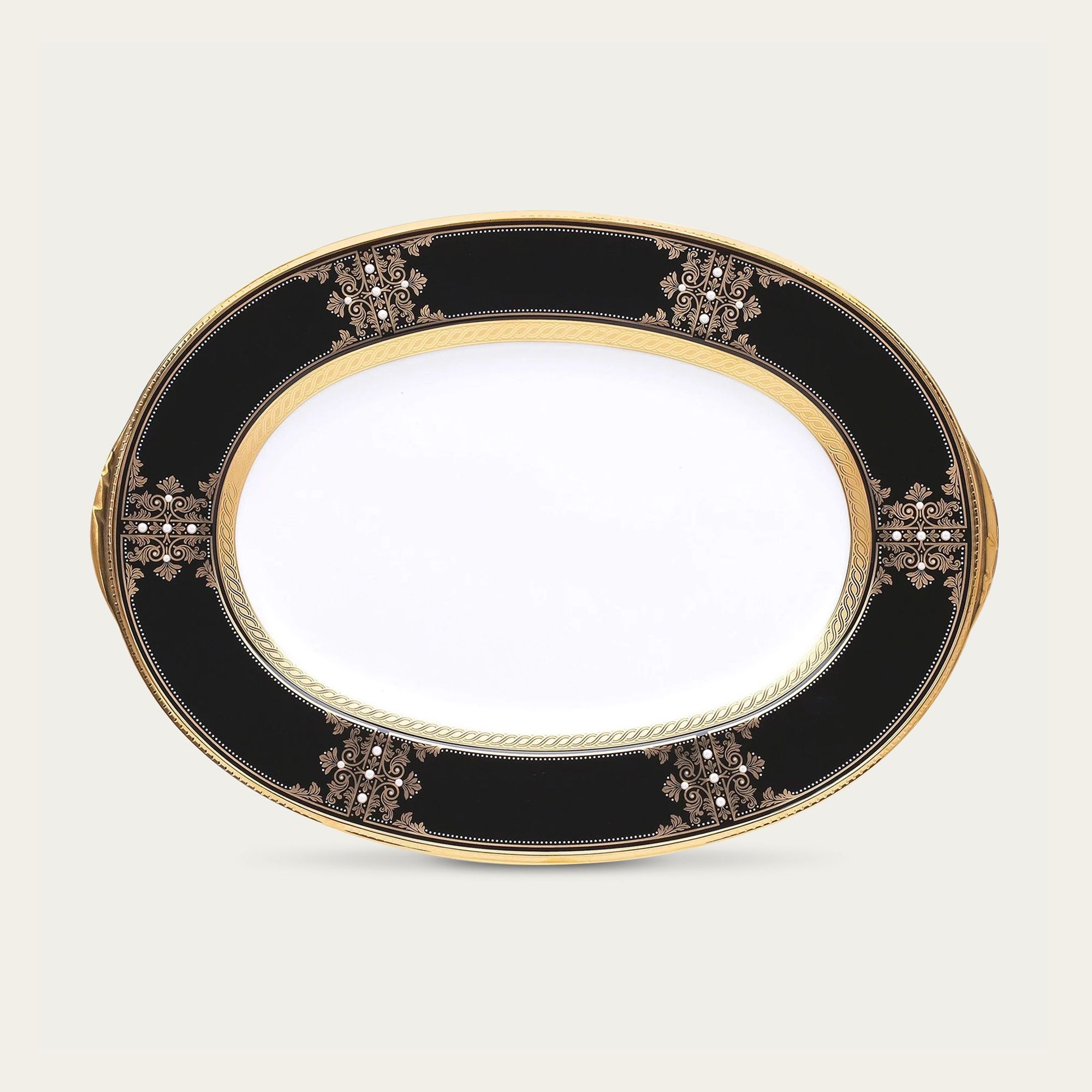  Đĩa Oval cỡ vừa (MD) dài 37,2cm sứ xương Nhật Bản | Evening Majesty 4818J - 59544 