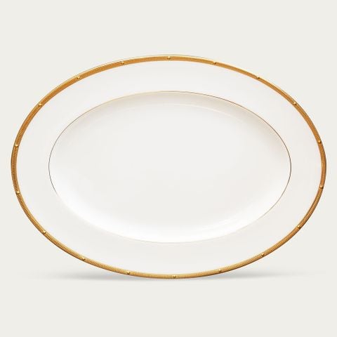  Đĩa Oval cỡ vừa (MD) dài 36,8cm sứ xương | Rochelle Gold 4796L - 97244 