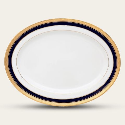  Đĩa Oval cỡ vừa (MD) dài 34,5cm sứ trắng | Crestwood Cobalt Gold 4171L - 91344 