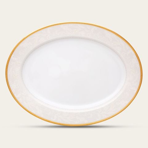  Đĩa Oval cỡ vừa (MD) dài 34,5cm sứ trắng | Flanders Gold 1714L - 91344 