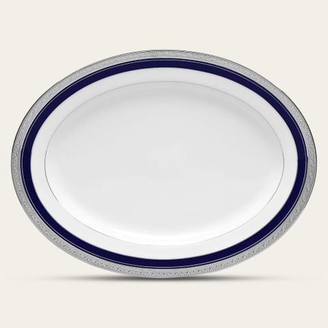  Đĩa Oval cỡ vừa (MD) dài 34,5cm sứ trắng | Crestwood Cobalt Platinum 4170L - 91344 