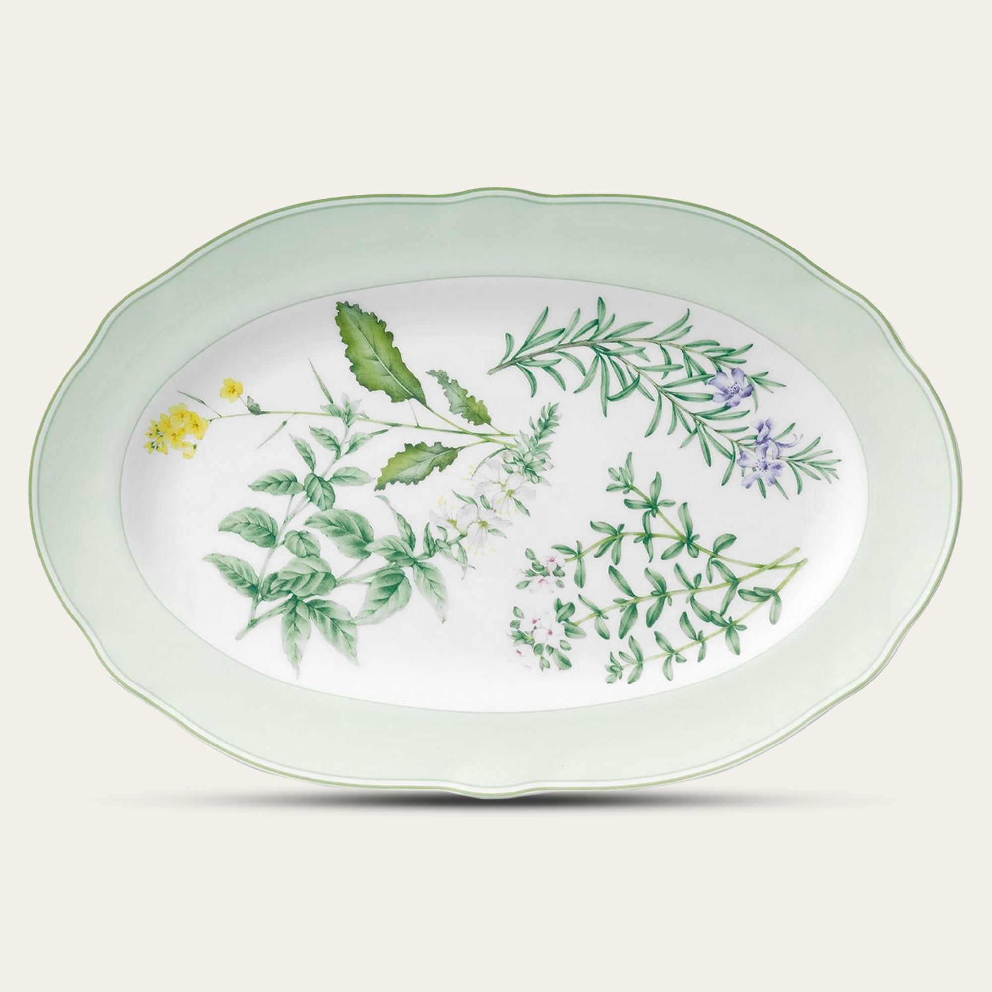  Đĩa Oval cỡ vừa (MD) dài 37,8cm sứ xương | English Herbs 4942L - 97844 