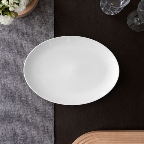  Đĩa Oval coupe cỡ nhỏ (SM) dài 31cm sứ trắng | Art Stage 4257L - 91846 
