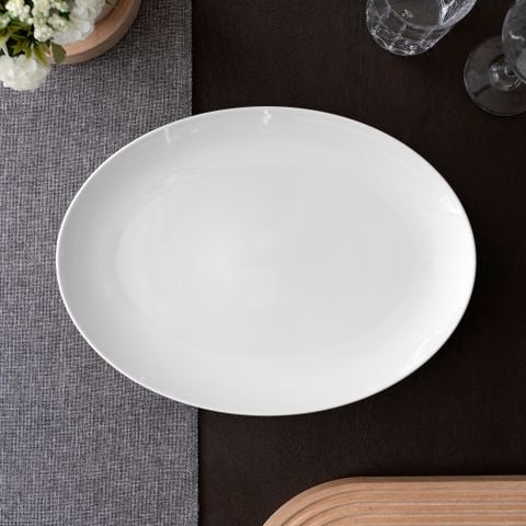  Đĩa Oval coupe cỡ vừa (MD) dài 36,9cm sứ trắng | Art Stage 4257L - 91844 