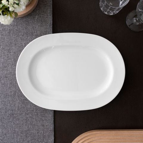  Đĩa Oval cỡ vừa (MD) dài 35,3cm sứ trắng | Art Stage 3-336L - 91044 