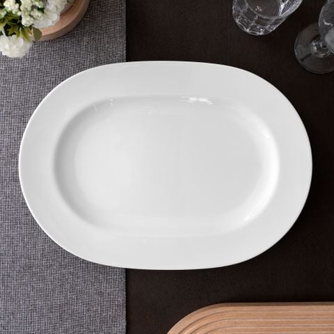  Đĩa Oval cỡ lớn (LG) dài 40,6cm sứ trắng | Art Stage 3-336L - 91043 