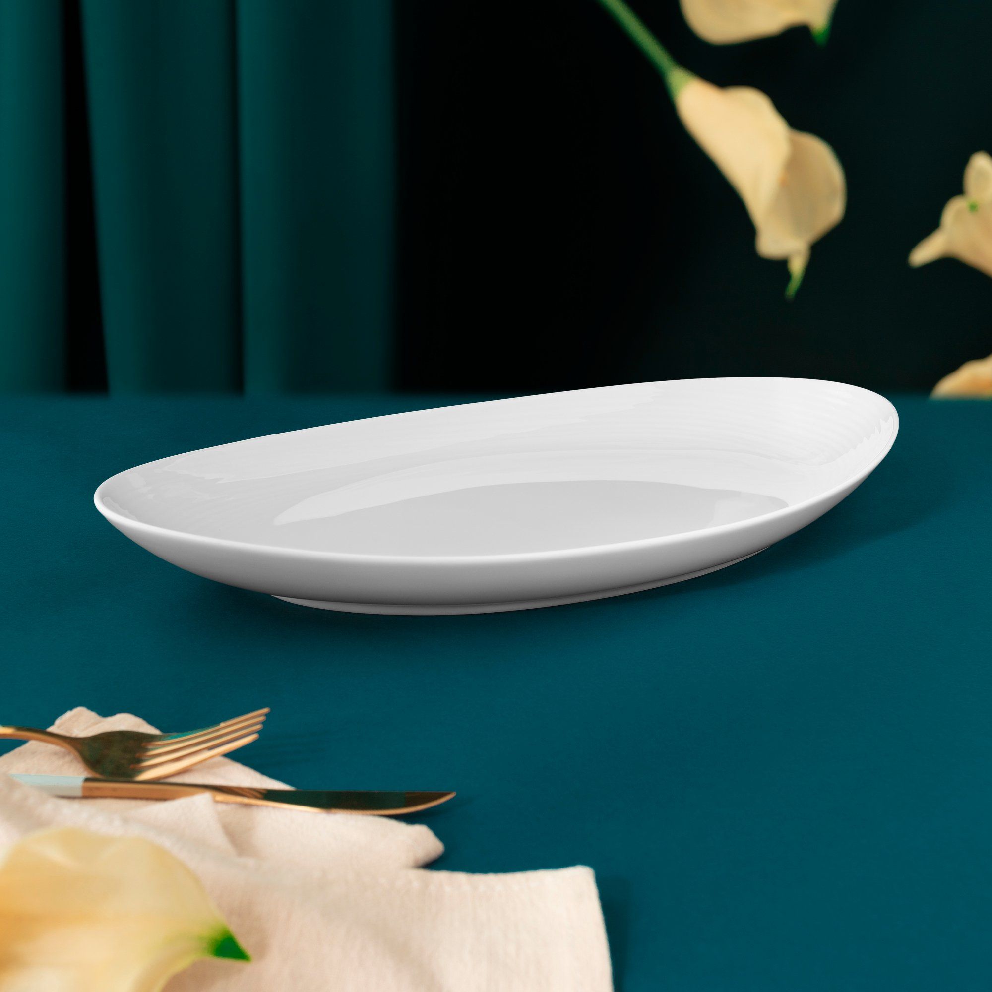 Đĩa Oval cỡ lớn (LG) dài 40,4cm sứ xương | Conjunto 4943L - 93943 