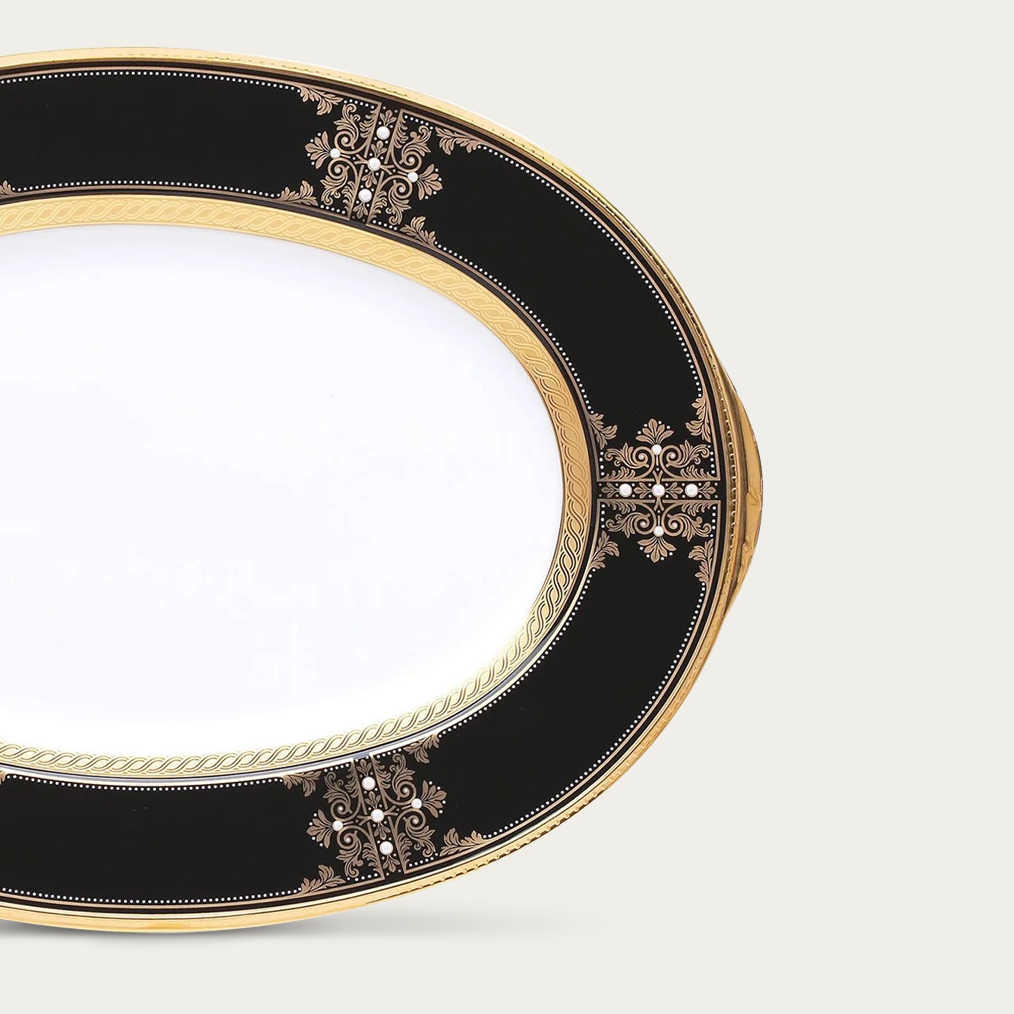  Đĩa Oval cỡ nhỏ (SM) dài 32cm sứ xương Nhật Bản | Evening Majesty 4818J - 59545 